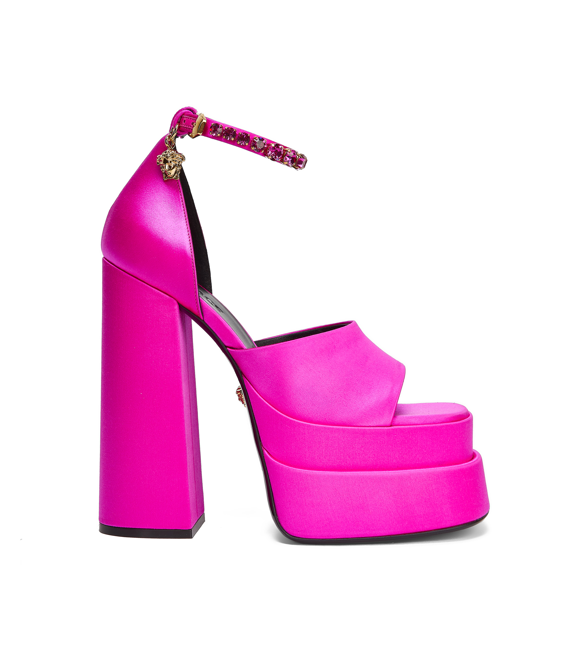 Versace Sandalias Fucsias De Tac N Alto Ancho Mujer El Palacio De Hierro