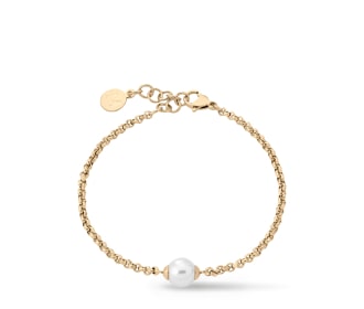 Imagen de un collar dorado con perla blanca, Joyería Mujer