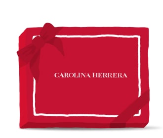 Imagen de un frasco de cojin rojo con blanco de la marca CAROLINA HERRERA