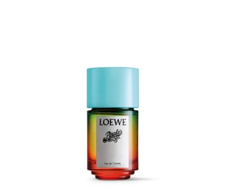 Imagen de un frasco de perfume color tornasol naranja, LOEWE