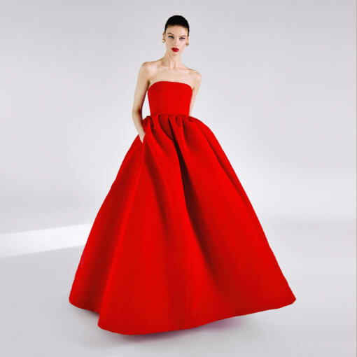 Vestido rojo corte princesa Carolina Herrera New York