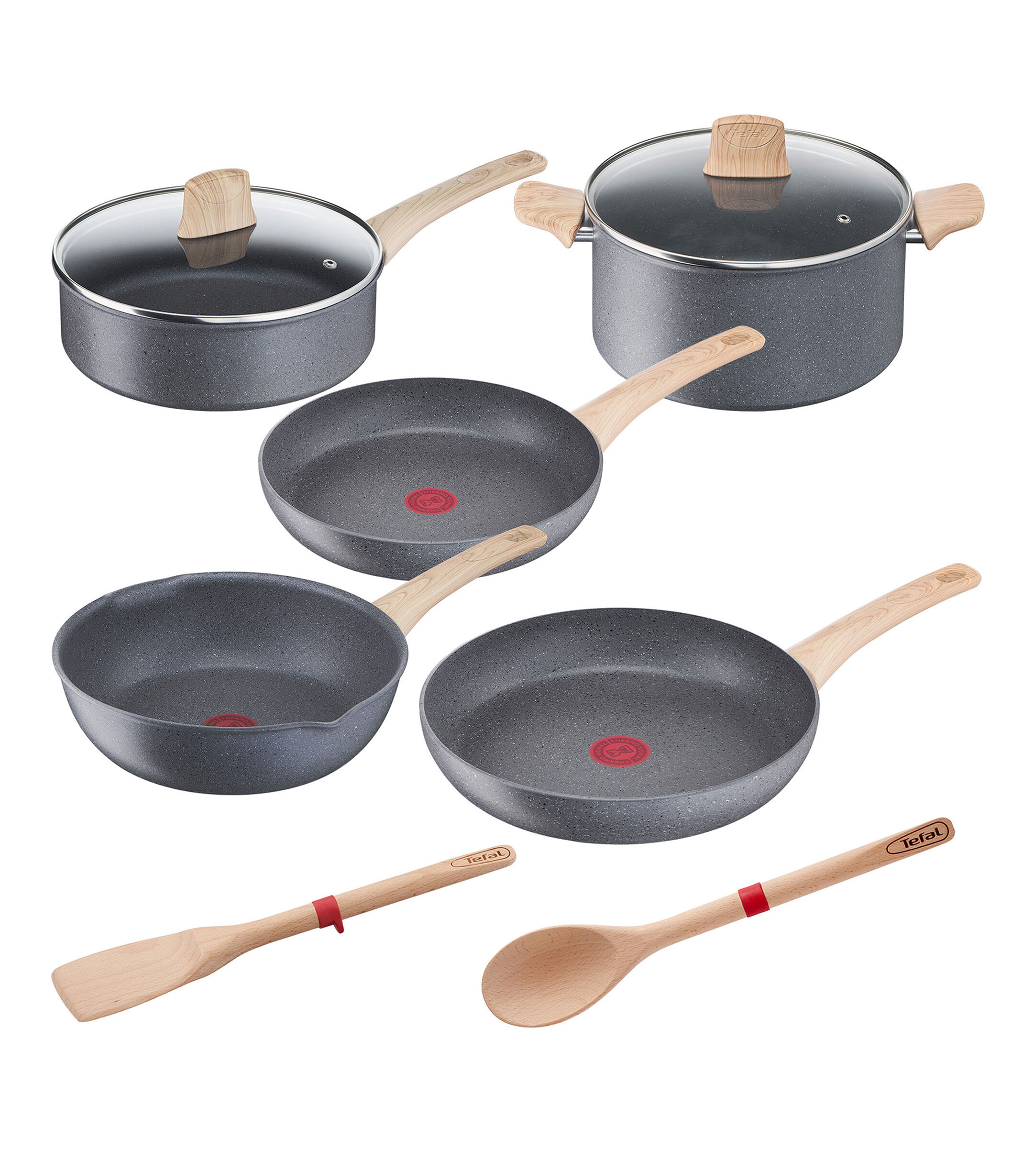 T-fal Batería de Cocina 9 Piezas Natural Force gris en aluminio - El  Palacio de Hierro