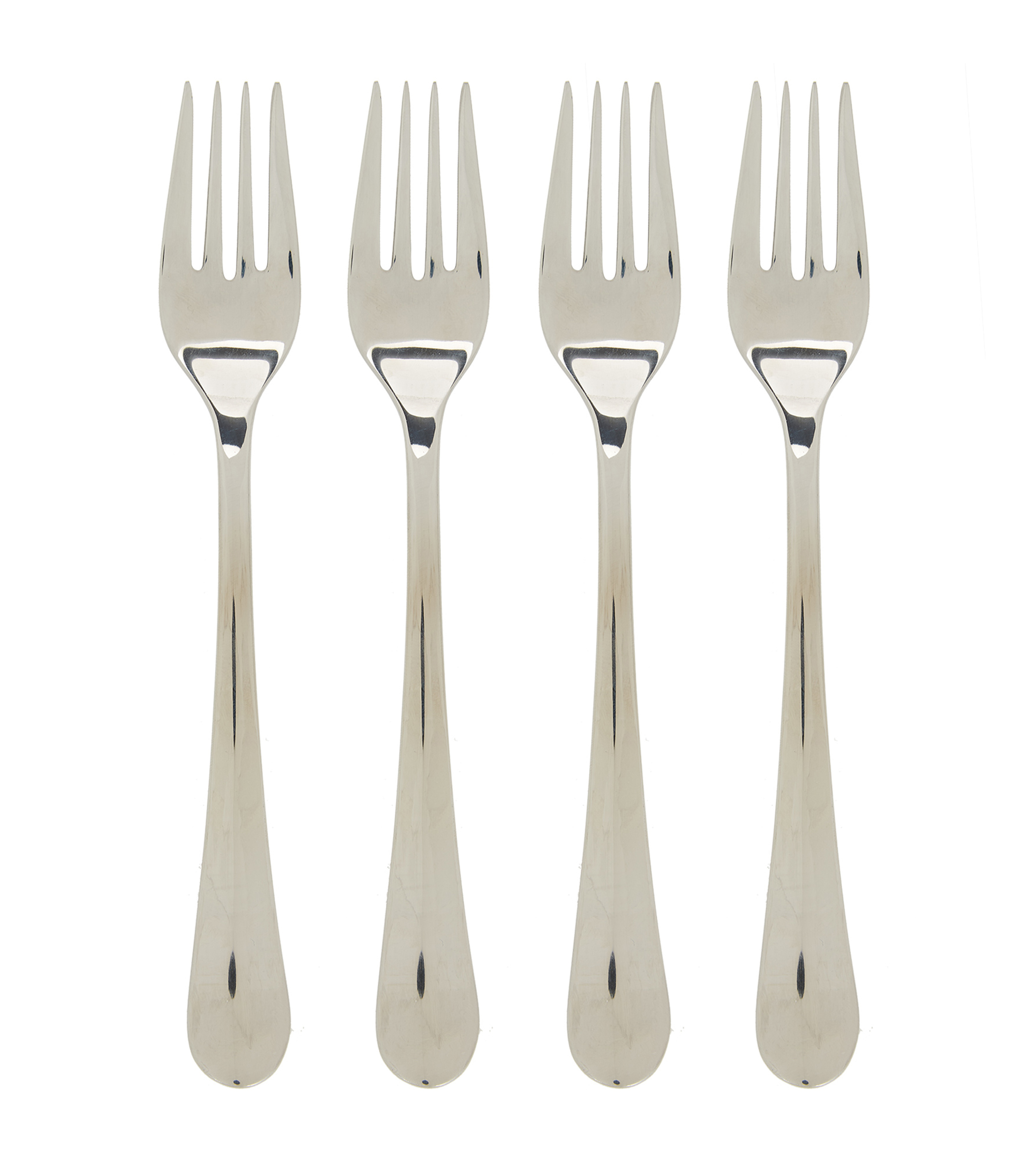 Basics Tenedores de cena de acero inoxidable con borde redondo,  paquete de 12, color plateado