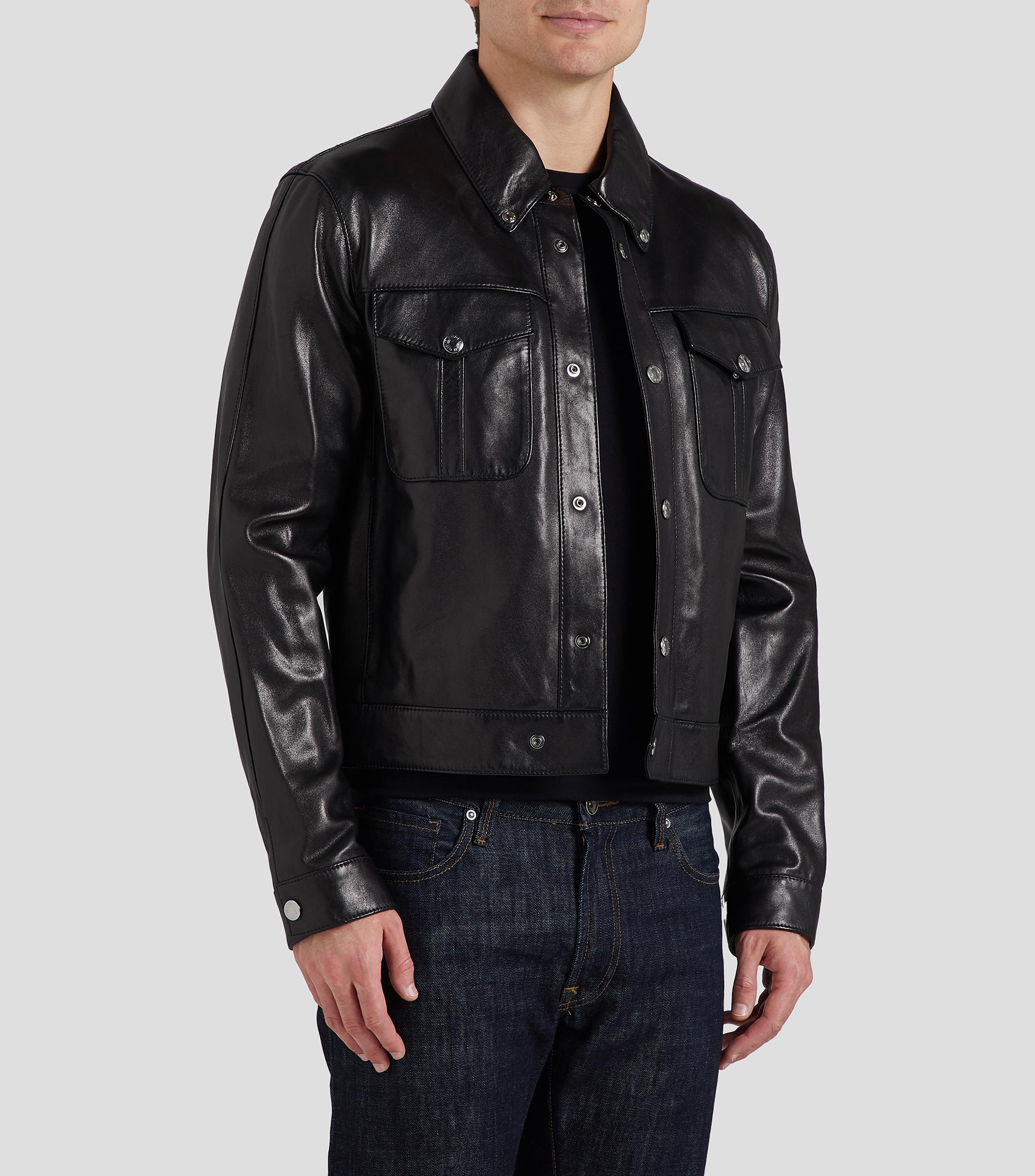 Chamarra biker en piel Hombre Versace