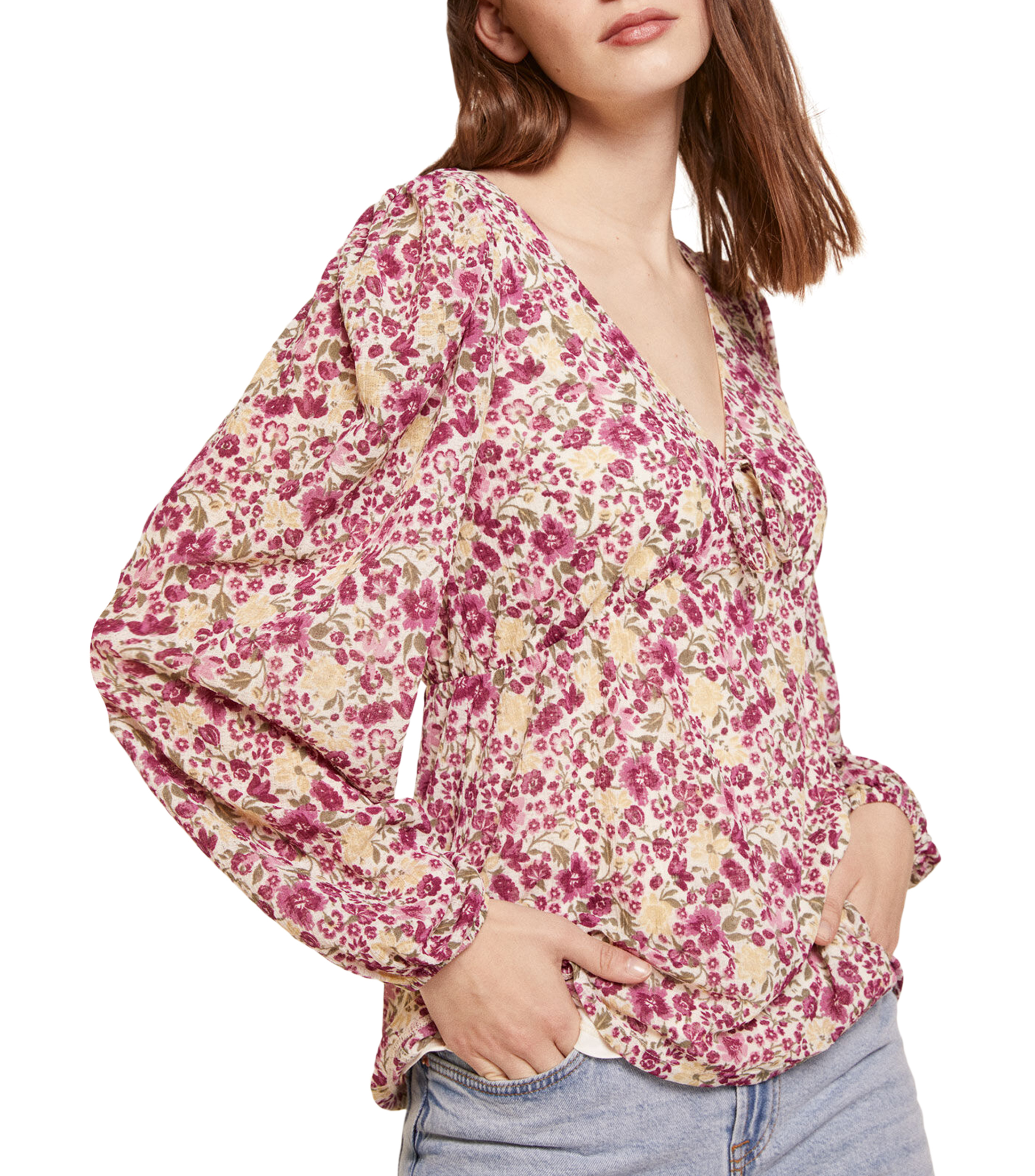 Springfield Blusa Manga Larga Con Flores Mujer - El Palacio De Hierro