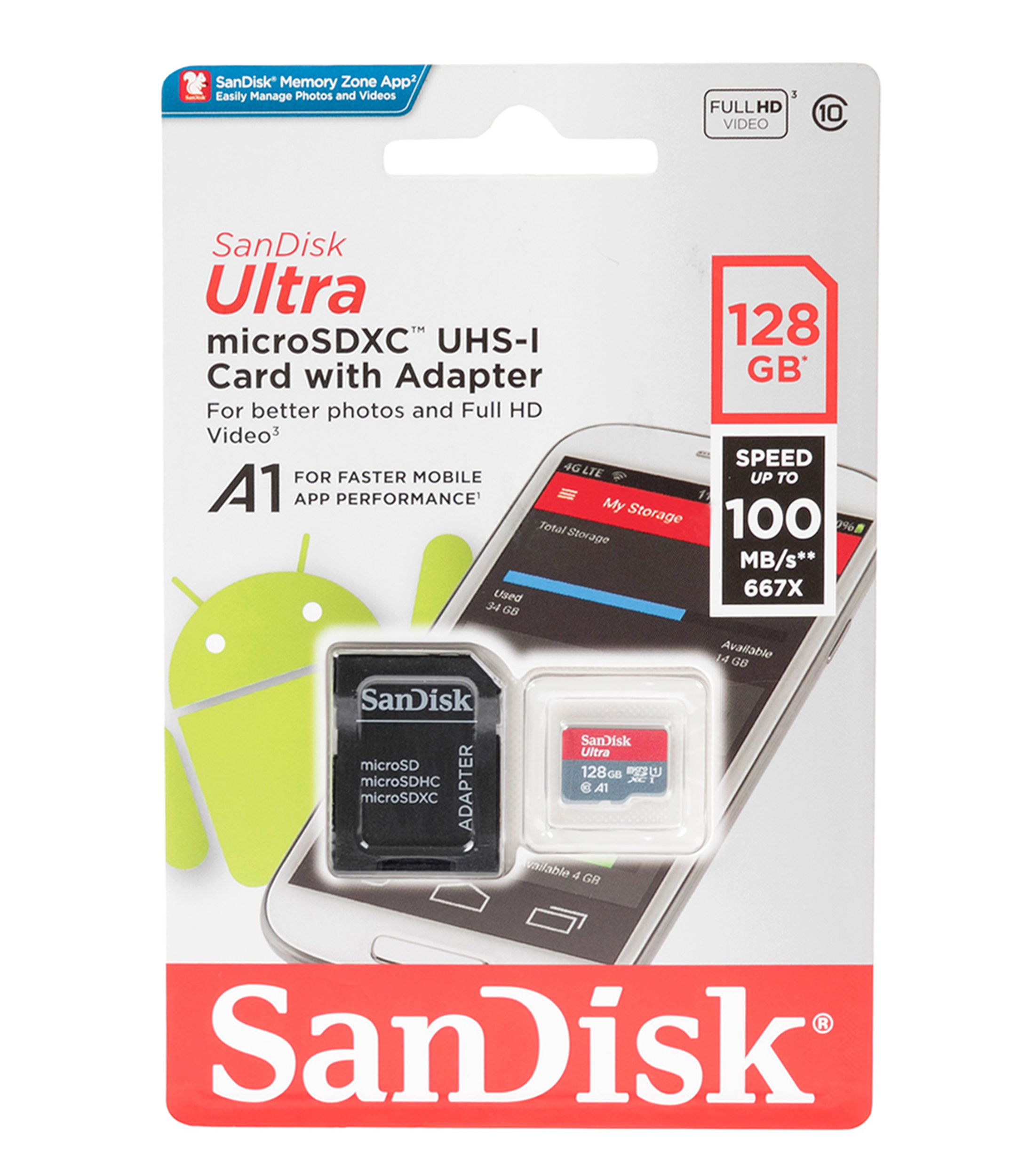 Sandisk MicroSD  Ultra A1 128  GB con Adaptador El Palacio 