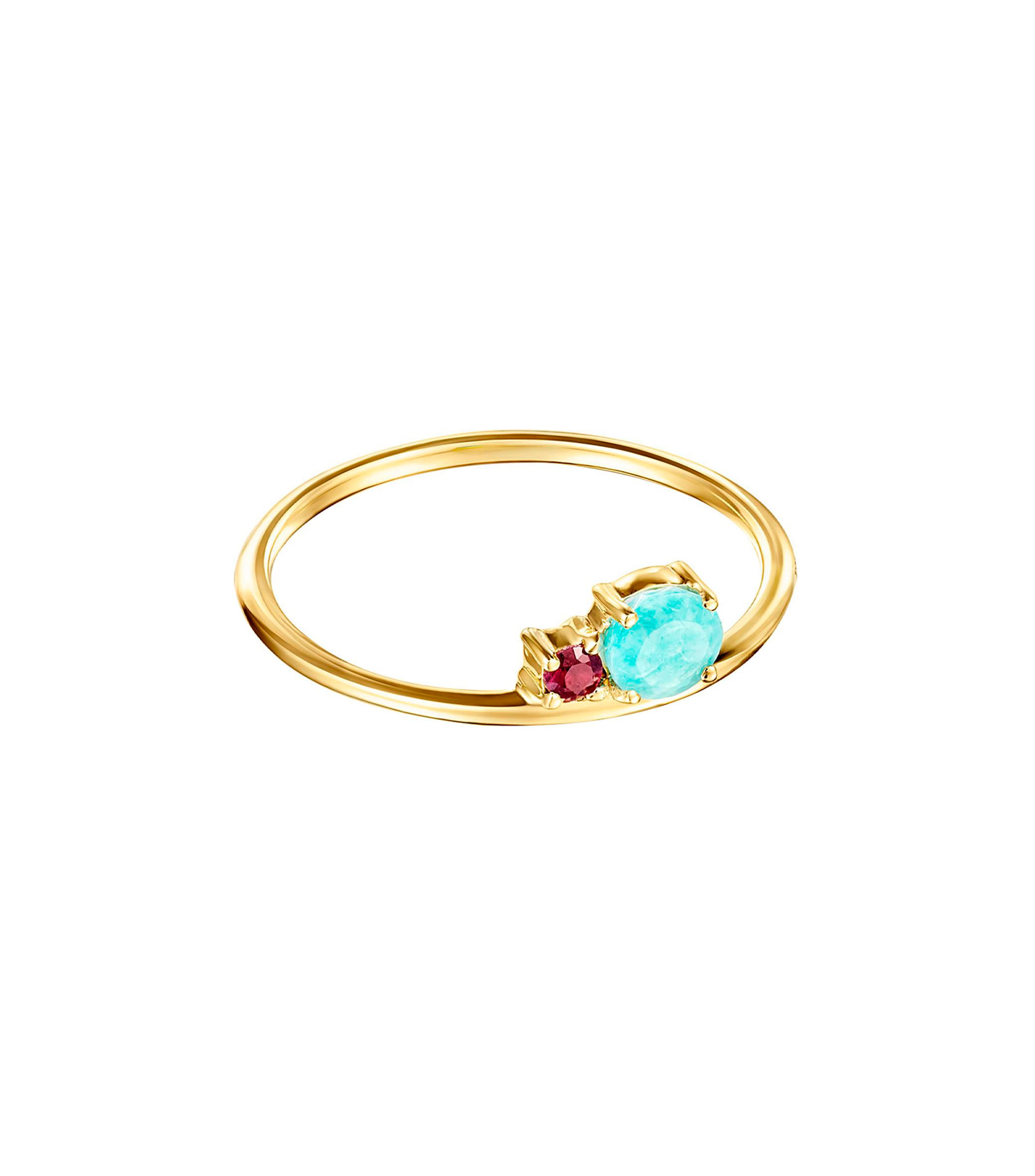 Tous Anillo en oro amarillo 18 kilates Mini Ivette con amazonita y