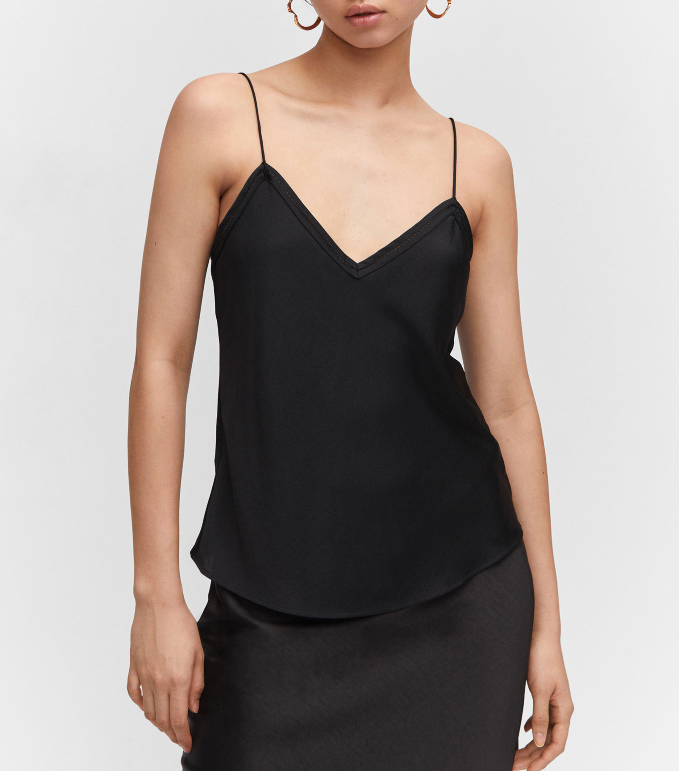 Mango Blusa De Cuello V Con Tirantes Mujer El Palacio De Hierro